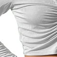 thumbnail image 4 of PENGXIANG Women Close-fitting Blouse Solid Color Turn-down Collar Long Sleeve Crop Tops, 4 of 5