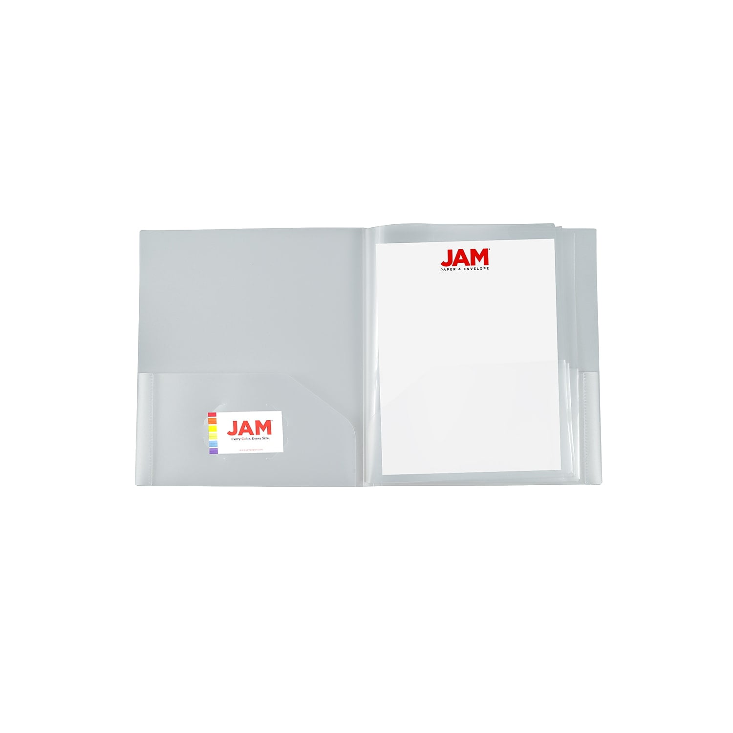 JAM Paper Heavy Duty Plastic Multi Pocket Folders, 10 Pocket Organizer, Clear, 3/Pack