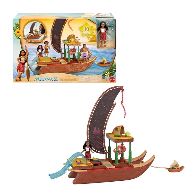 Set de Juego MATTEL Moana 2 Bote de Aventuras con Mini Muñeca y Accesorios