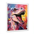 thumbnail image 2 of Designart "Pop Art Dino Elegance" Animals Framed Wall Art - Modern Pink Dinosaur Entryway Framed Wall Art, 2 of 6