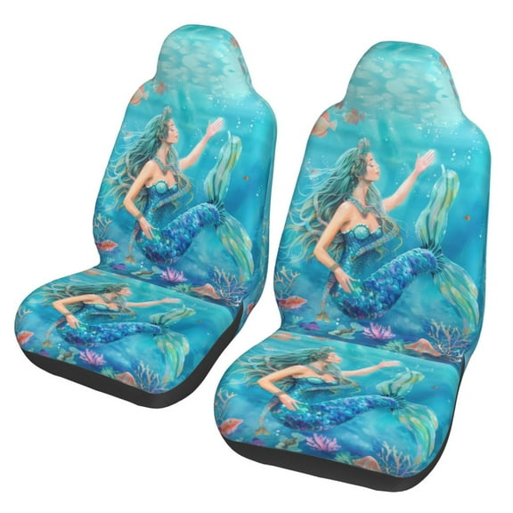 KAKALAD Ocean Mermaid Sea 02 Universal Car Accessories Seat Covers Set Front Vehicle Seats Protector 2 Pcs