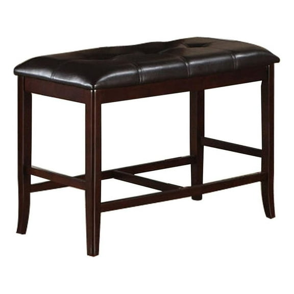 Counter Height Dining Bench in Deep Brown Finish