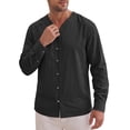 thumbnail image 5 of INSPIRE CHIC Men's Cotton Linen Shirt Long Sleeve Button Down Casual Shirts XL Black, 5 of 6