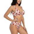 thumbnail image 2 of Kdxio Strawberries Print Women's 2 Piece High Waisted Wrap Spaghetti Strap Summer Swimsuit Bikini Set-, 2 of 7