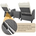 thumbnail image 4 of HighSound Outdoor Rattan Wicker Sofa Set of 3, All Weather Two-person Combination Conversation Set With Coffee Table, Adjustable Seat with High-density Foam for Courtyard, Pool Side, Balcony, Beige, 4 of 8