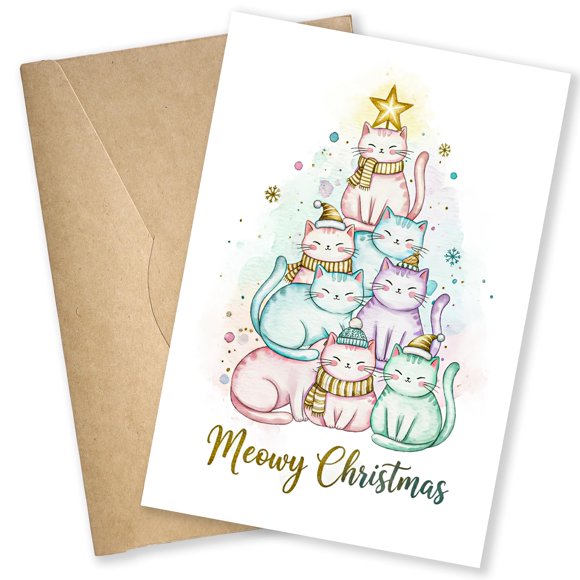 Tarjeta de Felicitación LINHARA Gato Navideño Meowly 26x19 cm