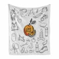 thumbnail image 1 of Fitness Soft Flannel Fleece Throw Blanket, Live Healthy Themed Orange Slice Gym Items Yoga Japanese, Cozy Plush for Indoor and Outdoor Use, 70" x 90", Black White Orange, by Ambesonne, 1 of 6