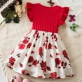thumbnail image 4 of Toddler Children Girls Fly Sleeve Cartoon Prints Bowknot Dresses Summer Beach Sundress Classic Dailywear 6-7 Years, 4 of 9