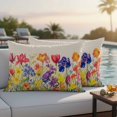 thumbnail image 2 of Outdoor Pillow Cover Lavender Tulip Flower Set of 2 Waterproof Throw Pillowcases Branch Buffalo Leaves Decorative Patio Furniture Pillows for Couch Garden Indoor & Outdoor Use, 2 of 9