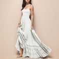 thumbnail image 2 of Jamsmile Womens Dress Spaghetti Strap Backless Bohemian Beach Long Dresses Casual Solid Color Cotton Party Maxi Dress, 2 of 6