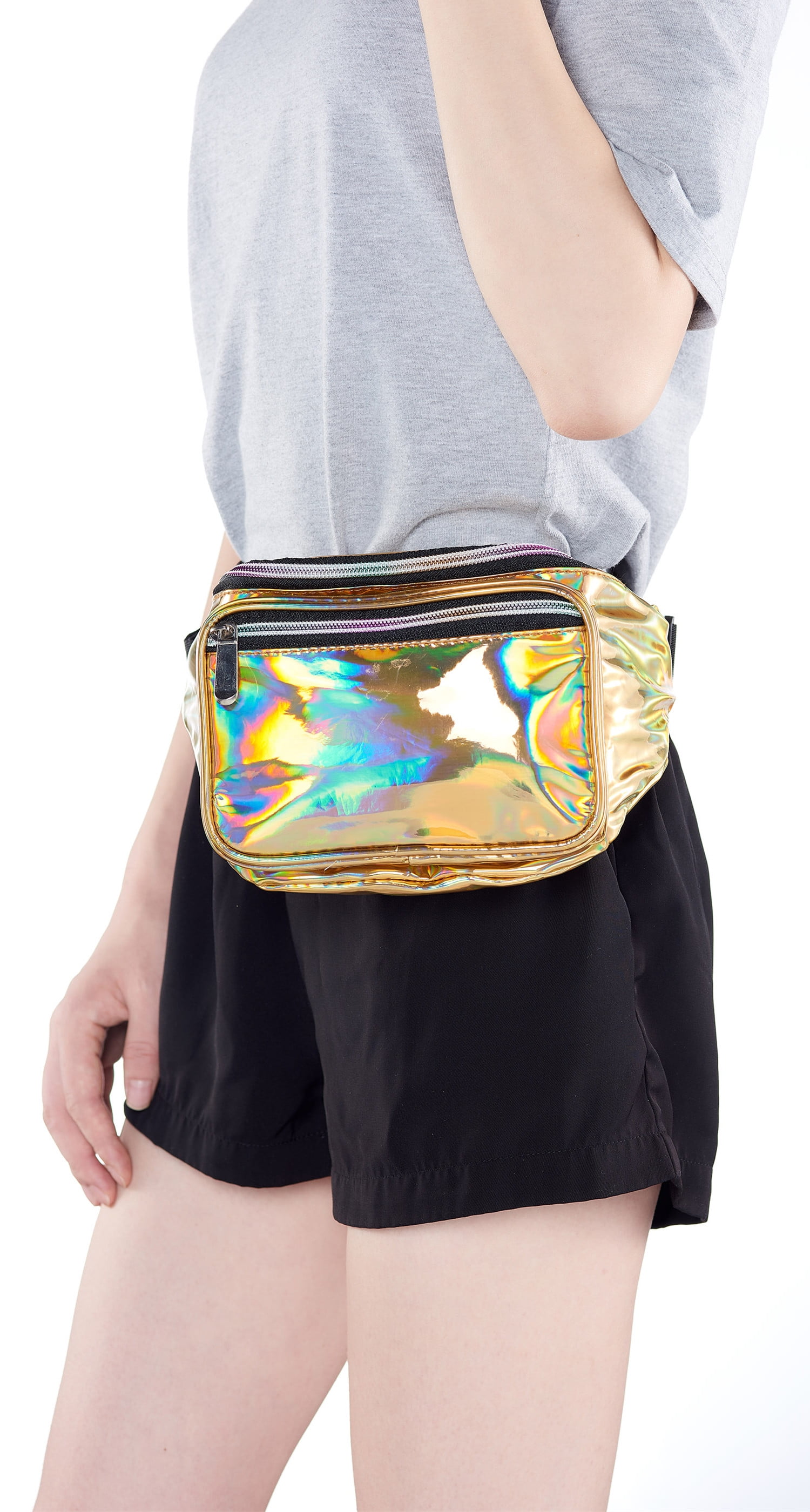  Holographic 80s 90S Rave Transparent Diamonds Fanny Pack for  festival women, Girl Cute Fashion Waist Bag Belt Bags-Transparent Diamonds