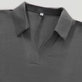 thumbnail image 5 of ClodeEU Women's Collar V Neck Batwing 3/4 Dolman Sleeve Blouse,Solid Curved Hem Casual Loose Shirt Top Gray,Women's Plus XL, 5 of 9