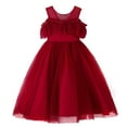 thumbnail image 2 of Wavsuf Flower Girls Dress Nets Wine Princess Dress Size 9-10 Years, 2 of 9