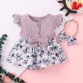 thumbnail image 3 of MANHUJI Baby Clothes for Girls Newborn Floral Bow Bodysuit Linen Girls Romper Cotton Dress Summer Baby Infant Girls Romper&Jumpsuit Baby Sleeper Baby Sleepers 3-6 Months (Purple,100), 3 of 6