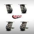 thumbnail image 2 of 4 Inch 316SS Thermo Rubber Donut Tread Swivel Caster Set w/Ball Bearings 2 Brake, 2 of 2