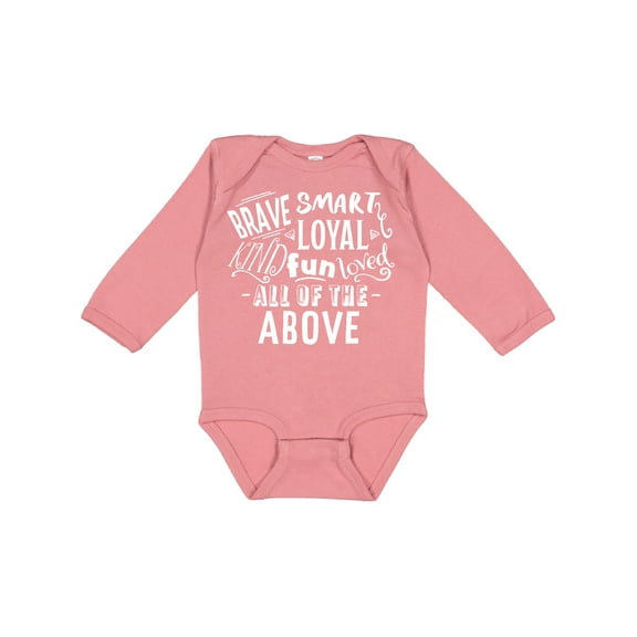Inktastic Brave Smart Loyal Kind Fun Loved All of the Above Boys or Girls Long Sleeve Baby Bodysuit