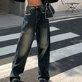 thumbnail image 4 of YYDGH Women Wide Leg Jeans High Waist Baggy Jeans Loose Boyfriend Jeans Denim Pants Y2K Navy Blue M, 4 of 6