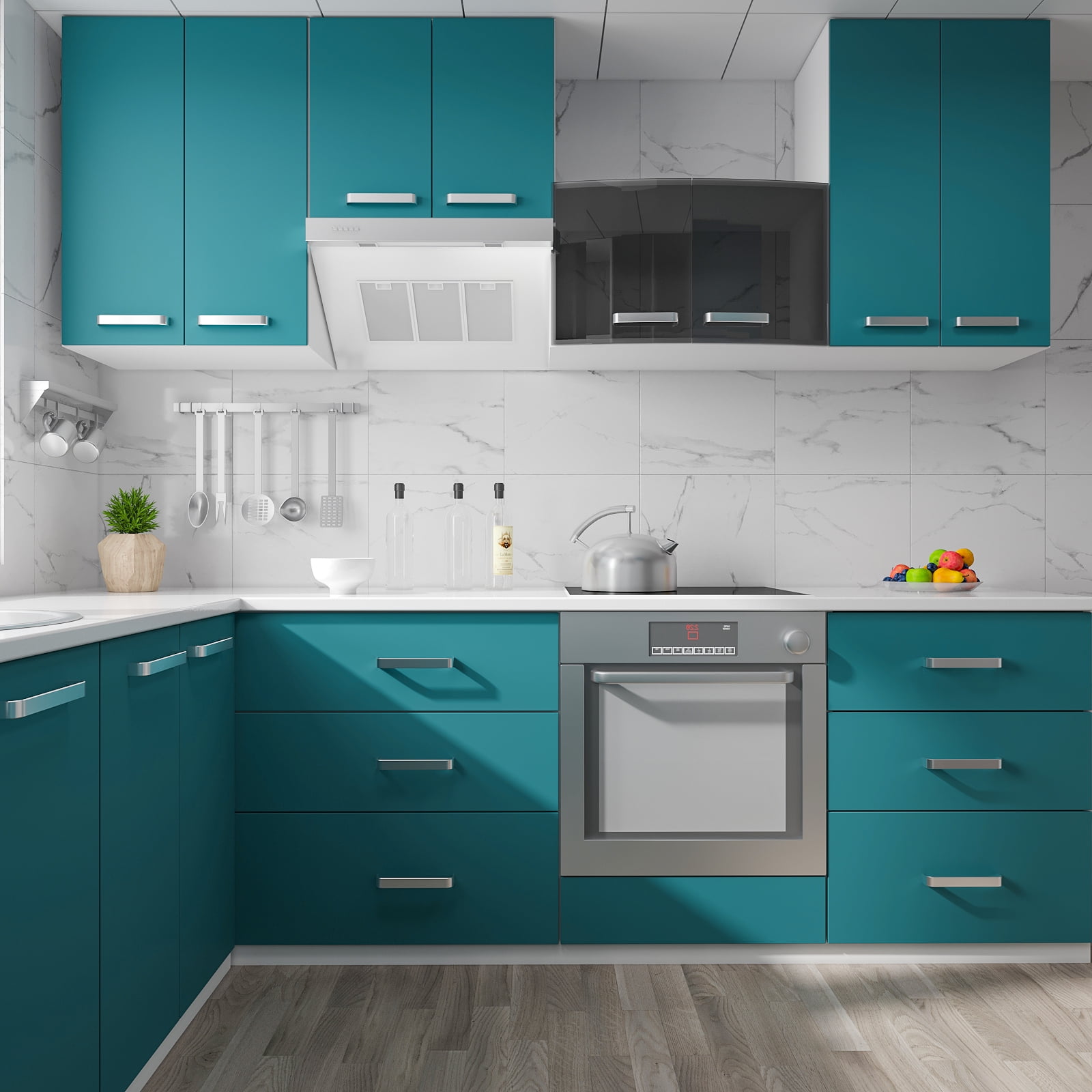 CHIHUT 17.7"x236" Turquoise Blue Peel and Stick Wallpaper for Bedroom Blue Contact Paper for Cabinets Self Adhesive Removable Wallpaper Solid Colour Vinyl Stick on Wall Paper for Shelf Liners Walls