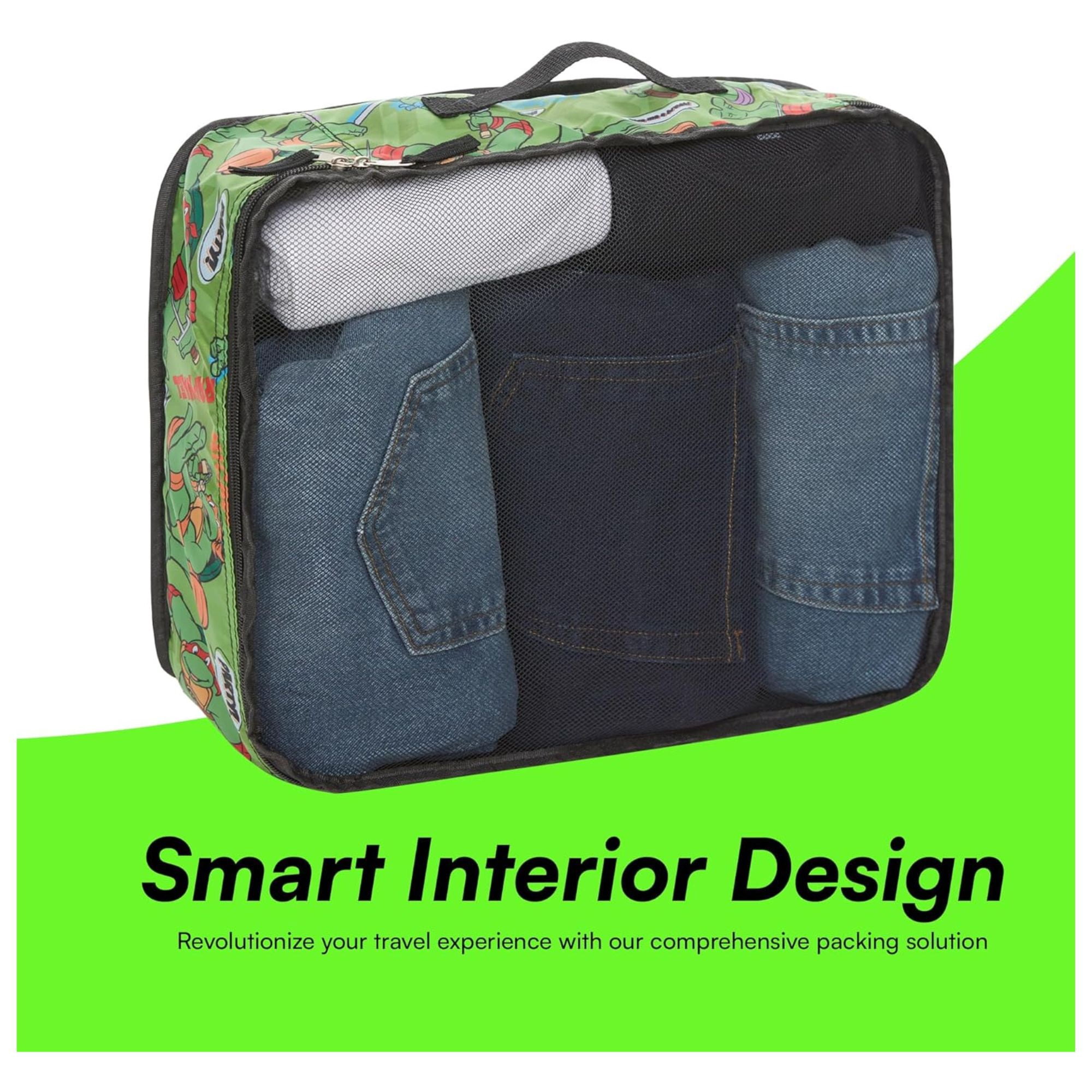 Ninja Turtles Packing Cube Set, Luggage Organizer 5 Piece Set Travel Essential Green