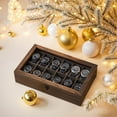 thumbnail image 3 of LEDREM 12-Slot Luxury Watch Box with Glass Top, Solid Wood Display Case with Velvet Pillows, Rustic Walnut, 3 of 5