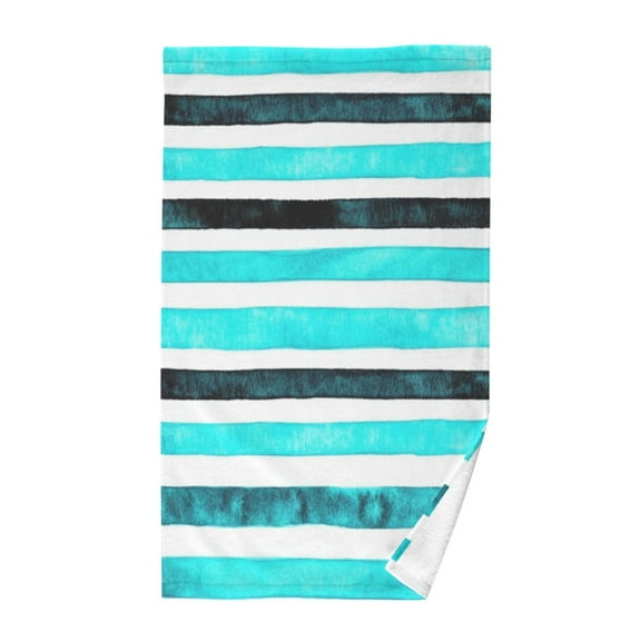 Teal StripesBath Towel 100% Cotton Soft Thick High Absorbency Hand Face Towel Single Pack 16x28in