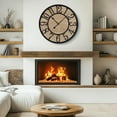 thumbnail image 5 of Large Wall Clocks Living Room Decor,Non Ticking Silent,Battery Operated Small Round Modern Wood Wall Clock for Bedroom,Kitchen,Farmhouse,Office Vintage Home Decor-24-Arabic Number, 5 of 13