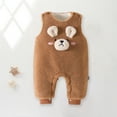 thumbnail image 5 of Odeerbi Toddler Boys Girls Clothes Winter Fleece Jumpsuit Baby Sleeveless Romper Plus Velvet Children Suit Fall Winter Cotton Overalls Clothes Thickened Three-piece Set Coffee 1-2 Years, 5 of 6