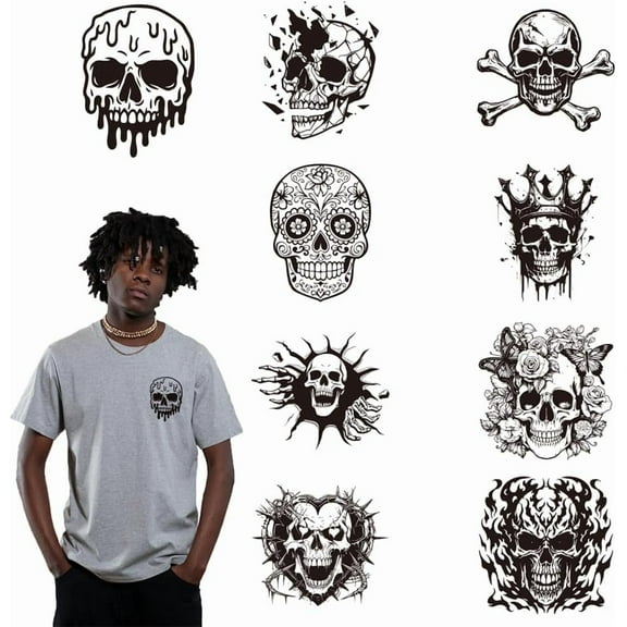 9 Sheets Motif Cloth Iron on Stickers Crack Gesture Heat Transfer Stickers Decals