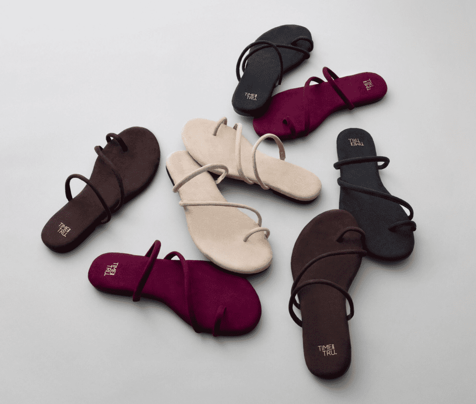 Time and Tru Women's Faux Suede Barely There Toe Loop Sandals