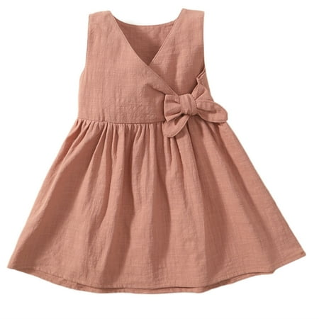 Daznico Girls Summer Dresses V Neck Casual Dress for Toddlers Elastic Waist Breathable Comfortable Outfit for Daily Wear 4-5 Years