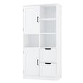 thumbnail image 3 of Bathroom Storage Cabinet With Doors And Drawers, Tall Storage Cabinet With Open Shelves & Adjustable Shelf, Freestanding Pantry Cabinet For Kitchen Living Room Bathroom, 3 of 8
