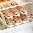 SDJMa Egg Holder For Refrigerator, Automatically Rolling Egg Storage Container, 2 Tier Rolling