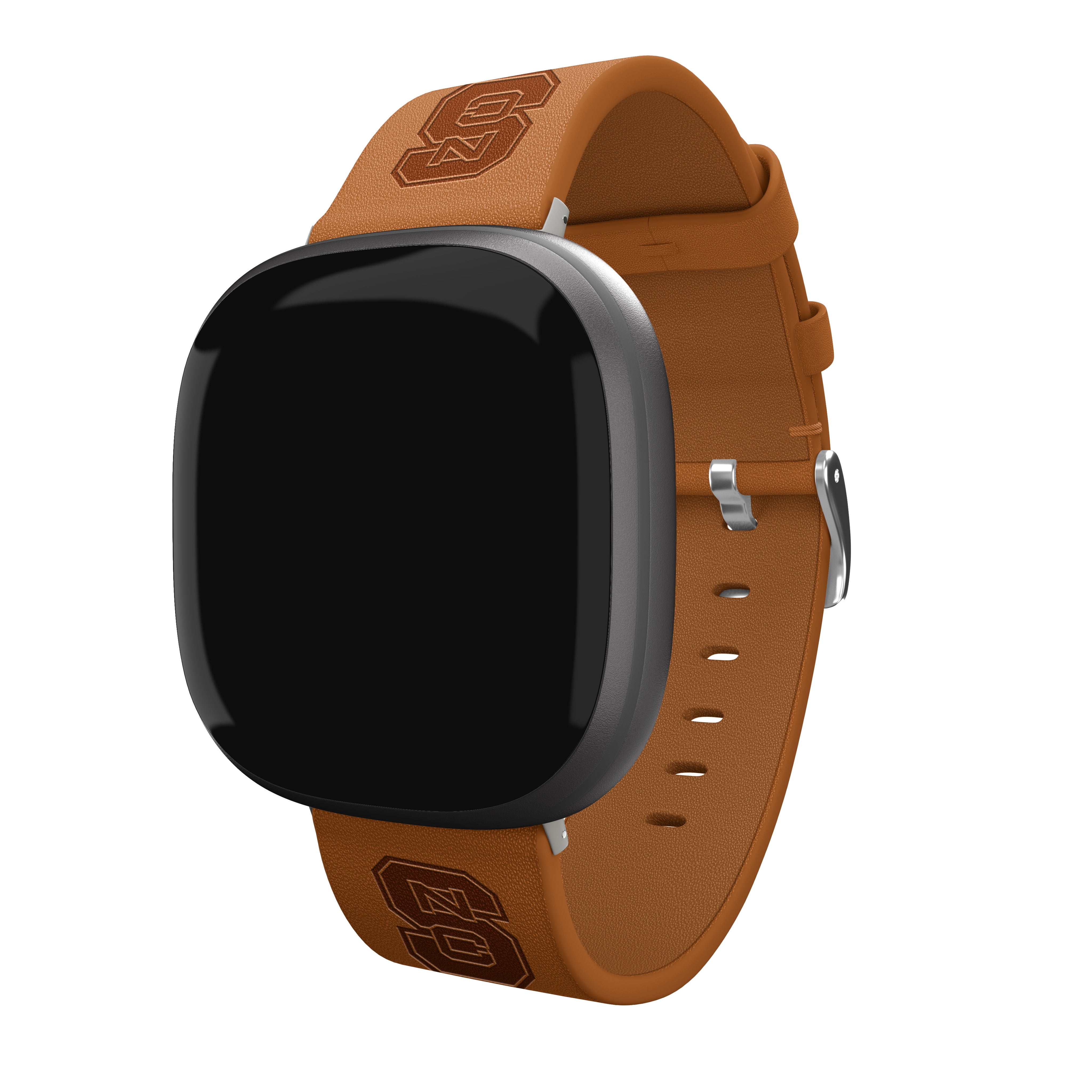 Wolfpack Premium Leather Unisex Watch Band for FitBit Versa 3 and Sense (Long Tan) by Affinity Bands