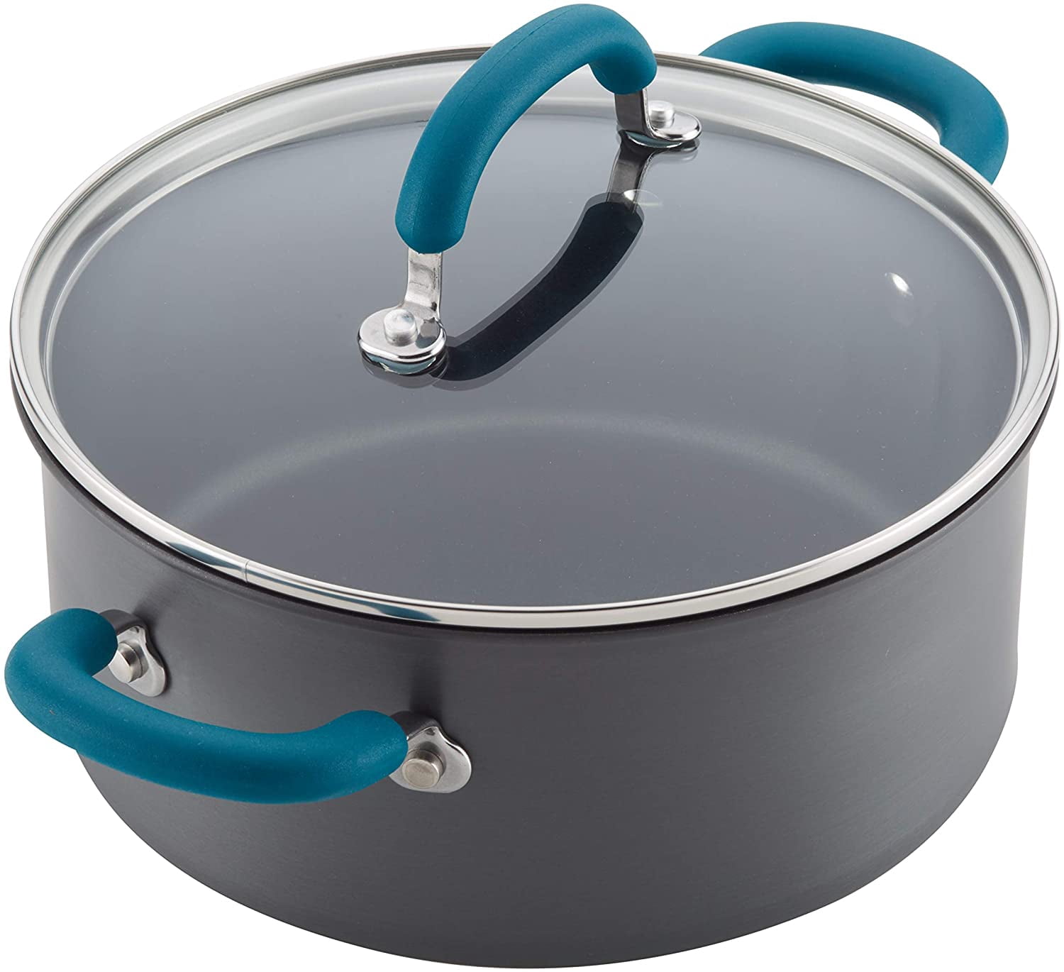 Rachael Ray 11 Piece Create Delicious Nonstick Pots and Pans Set, Teal Handles