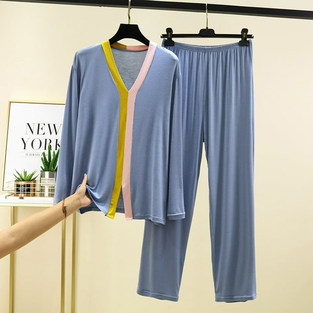Tidyack , à Prix Réduit, Haut Décontracté à Manches Longues pour Femme, Pantalon à Couleurs Contrastées, Design Patchwork, Style Mode Urbaine, pour le Quotidien, Tenue Polyvalente à la Maison, Mélange de Coton Doux