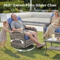 thumbnail image 3 of Unnifurnzi 7 Pieces Patio Furniture-All Weather Wicker Outdoor Swivel Chairs Set of 4 High Back Patio Sofa with Outdoor Footstool Outdoor Patio Furniture for Deck Porch Poolside Balcony-Gray/Blue, 3 of 7
