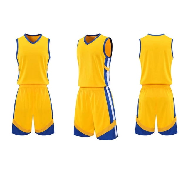 RKSTN Soccer Maillot Enfants Sans Manches Col Rond Chandail de Soccer avec Shorts Ensemble d'Uniforme d'Entraînement 2 Pcs Ensemble de Maillot de Soccer (Jaune, TP) Unisexe