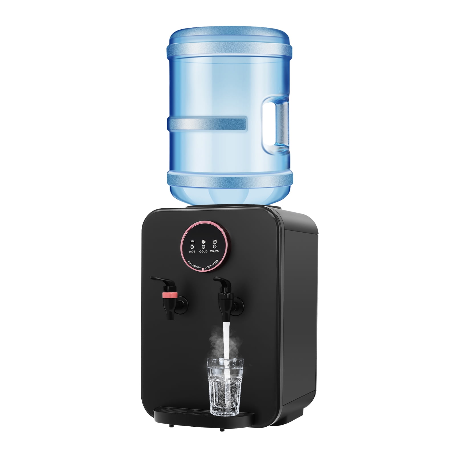 Countertop Hot and Cold Water Cooler Dispenser, Efficient Cooling/Heating, Top Loading Countertop Water Dispenser for Home Office Use