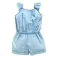 thumbnail image 2 of Kid Toddler Baby Girl Romper Sleeveless Bodysuit Denim Blue Cotton Washed Jeans Overalls Bow Jumpsuit Ruffled One Piece 0-5 Years, 2 of 5