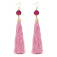 thumbnail image 2 of Pendientes bohemios de diseño de moda para mujer, aretes colgantes largos vintage con borlas y flecos, estilo bohemio, de 12 cm. rosado, 2 of 9
