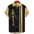 thumbnail image 3 of Camisa de manga corta para hombre, cómoda y transpirable, informal, con estampado 3D de calavera divertida, nueva de verano de 2024, con solapa y botones, talla grande, 3 of 5