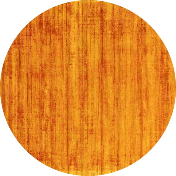 Ahgly Company Machine Washable Indoor Round Abstract Yellow Contemporary Area Rugs, 8' Round