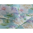 thumbnail image 3 of Ambesonne Floral Quilted Bedspread Set 3 Pcs, Vintage Hibiscus Roses Print, King, Lilac Seafoam and Green, 3 of 4