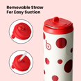 thumbnail image 4 of BOTTLE BOTTLE Insulated Water Bottle 24oz with Straw Lid and Handle for Sports Travel Gym Stainless Steel Water Bottles Double-Wall Vacuum Metal Leak Proof BPA-Free (Polka Pop), 4 of 7