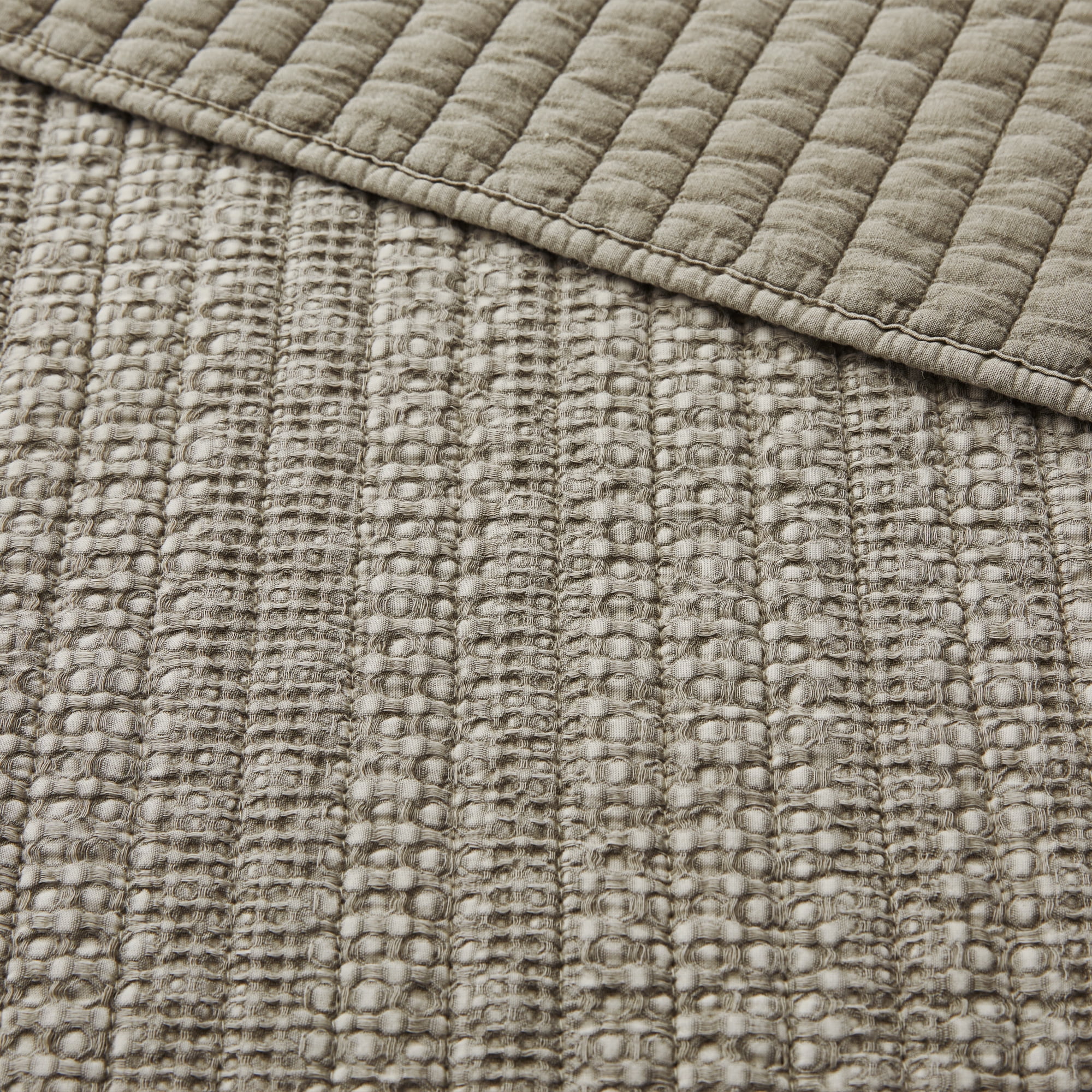 Levtex Home - Loden Quilt Set - King Quilt and Two King Shams - Textured Waffle - Taupe - Quilt (106x92in.) and Shams (20x36in.) - Reversible - Cotton