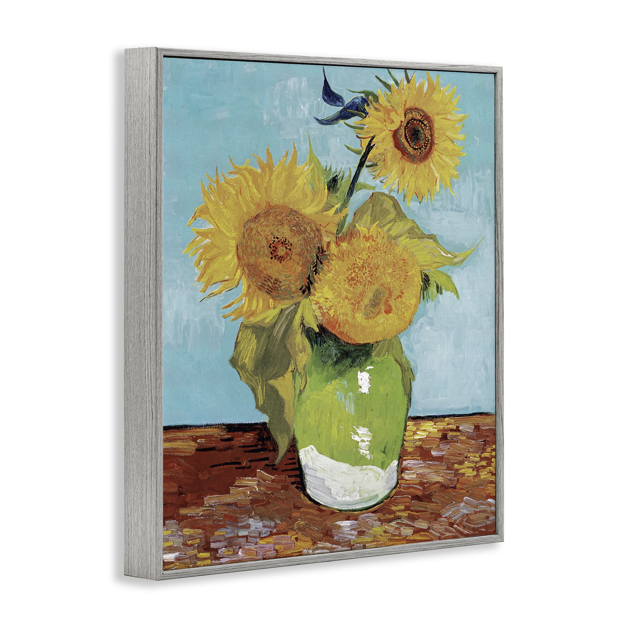 Stupell Industries Van Gogh Sunflowers Botanical & Floral Painting Gray Framed Art Print Wall Art, 24 x 30