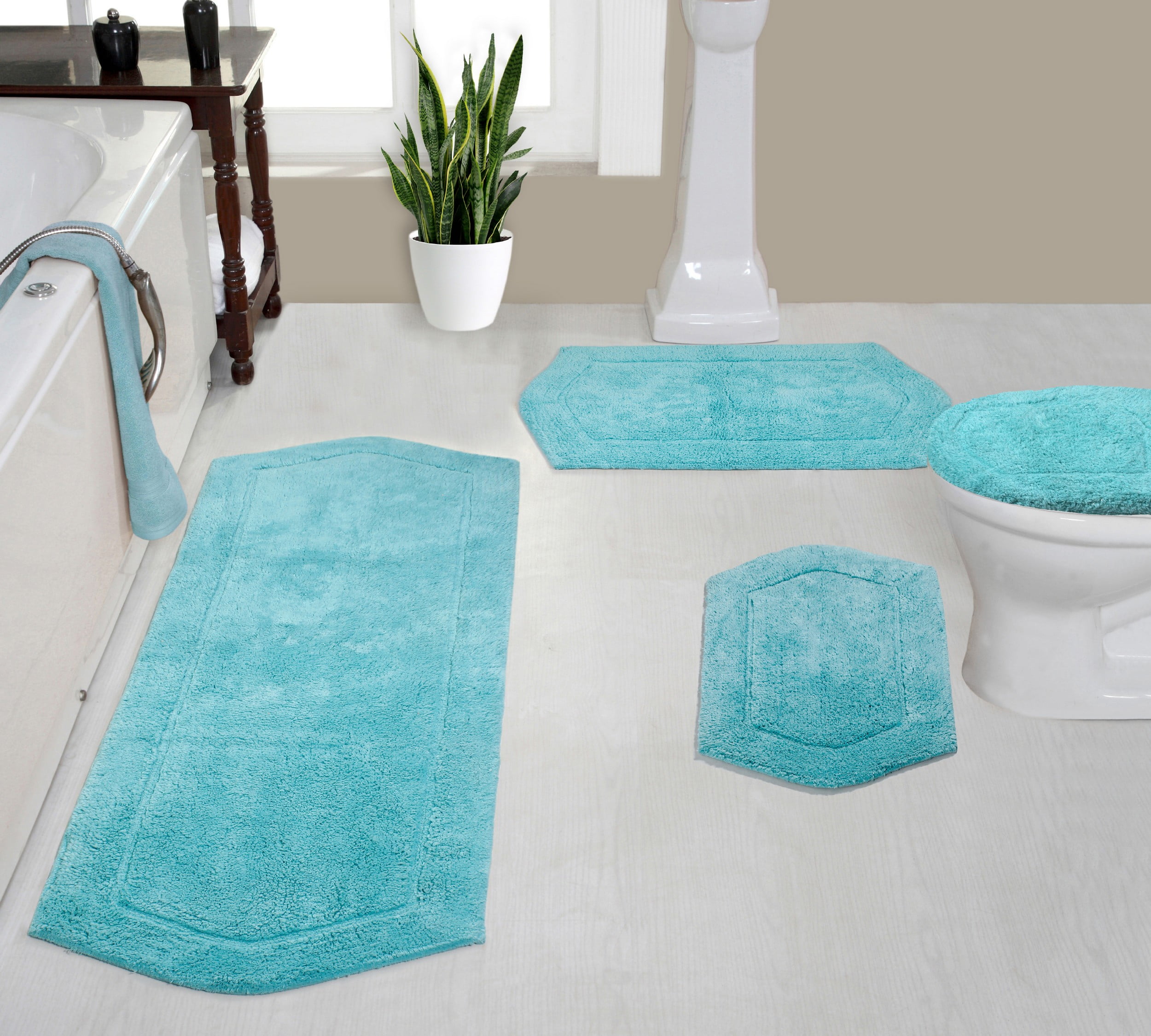 Home Weavers Waterford Collection 100 Cotton Soft Bath Rug, 4 Piece