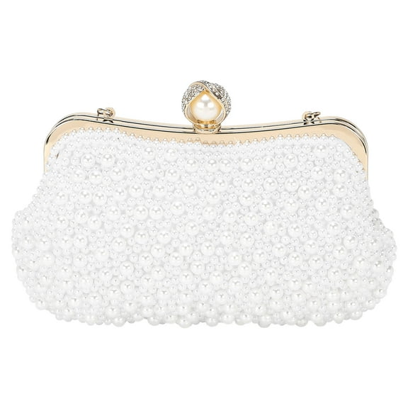 Uxcell Clutch Purse Evening Clutch Bag Handbag Cross Body Bag Wallet for Women Formal Wedding Club Party Cocktail White Pearl Shell