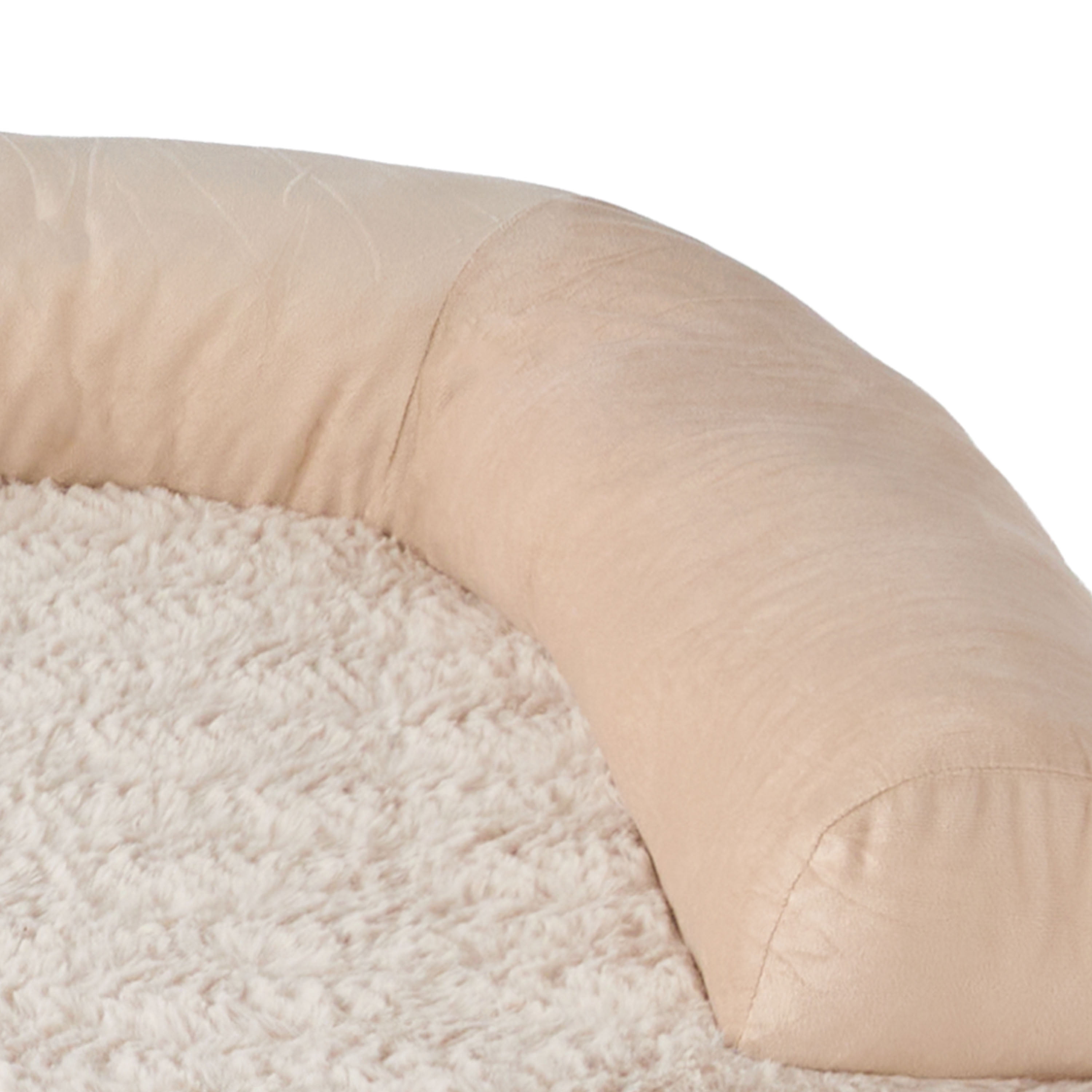 Vibrant Life Extra Large Round Corner Sofa Style Dog Bed, Tan, 35" x 48"