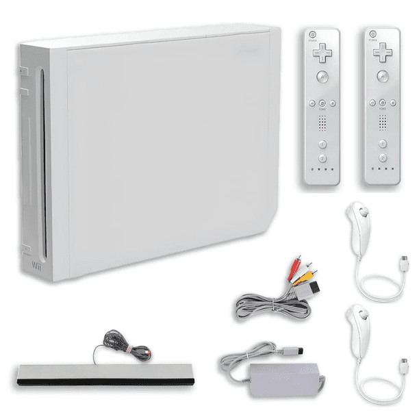 Nintendo Wii Game Console with 2 RetroFam Remotes & Nunchucks White (Refrubished)